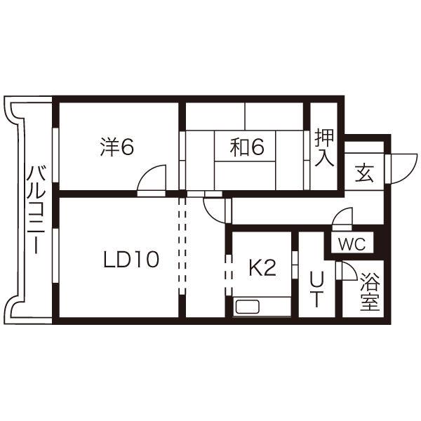 ローヤルハイツ東苗穂(2LDK/2階)の間取り写真