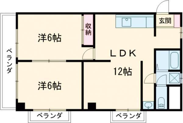 新泉ビル(2LDK/4階)の間取り写真