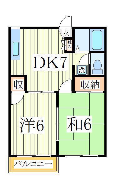 ドミール天王台(2DK/1階)の間取り写真