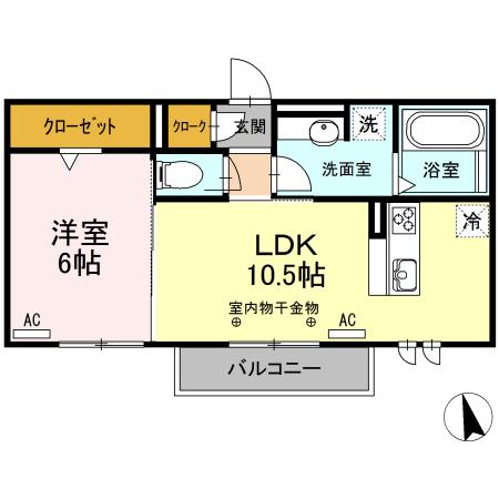 ティファニーM(1LDK/2階)の間取り写真