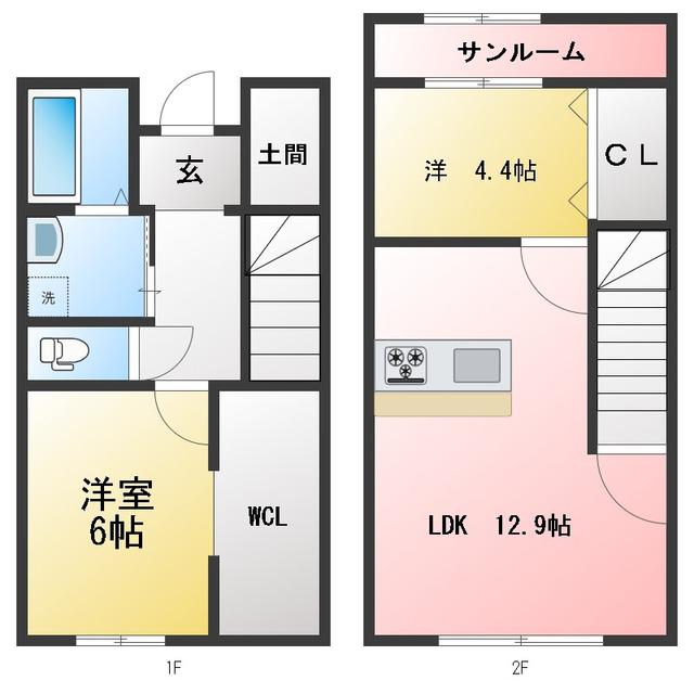 シュペール鈴鹿(2LDK/1階)の間取り写真