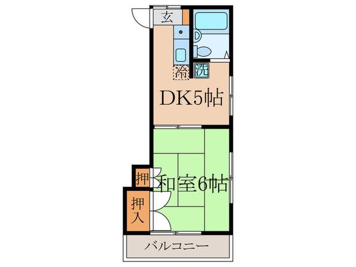 サンライズ(1DK/2階)の間取り写真