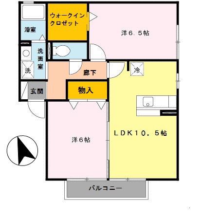 アークハイツIIA棟(2LDK/2階)の間取り写真