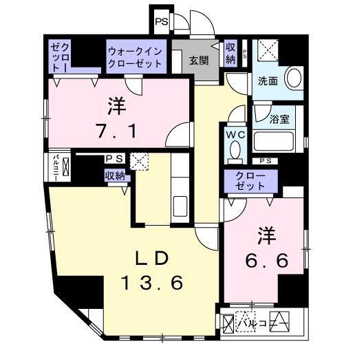 パラッツオコモド日本橋(2LDK/5階)の間取り写真