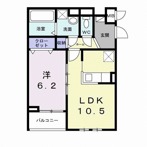 ロイヤルメゾン北巽 I(1LDK/1階)の間取り写真