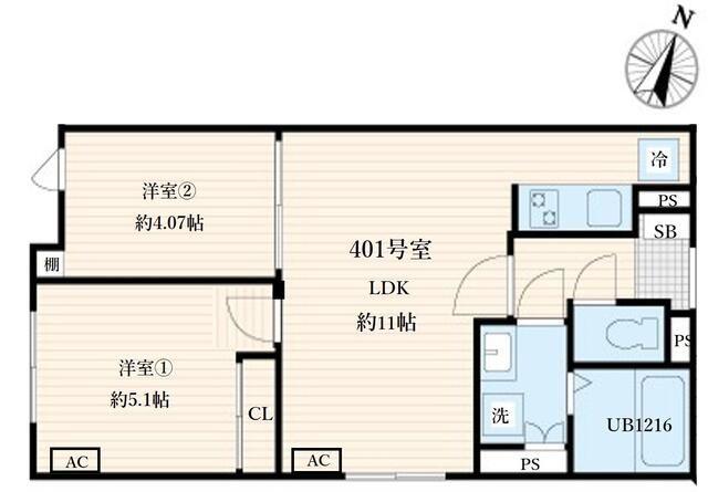 AGLAIA要町(2LDK/4階)の間取り写真