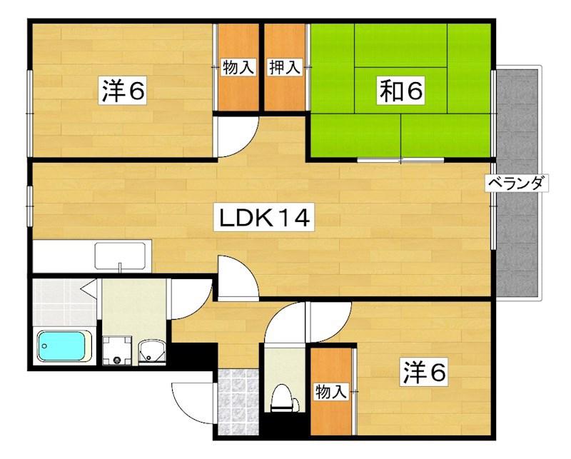 ビクトアール江角(3LDK/2階)の間取り写真