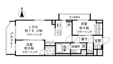 シエルクレール大森山王(2LDK/4階)の間取り写真