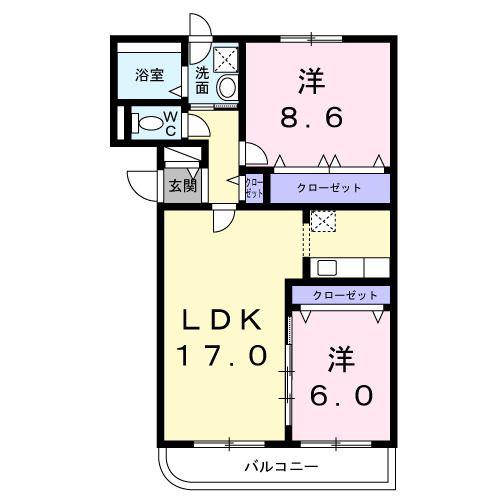 プランドール西野(2LDK/1階)の間取り写真