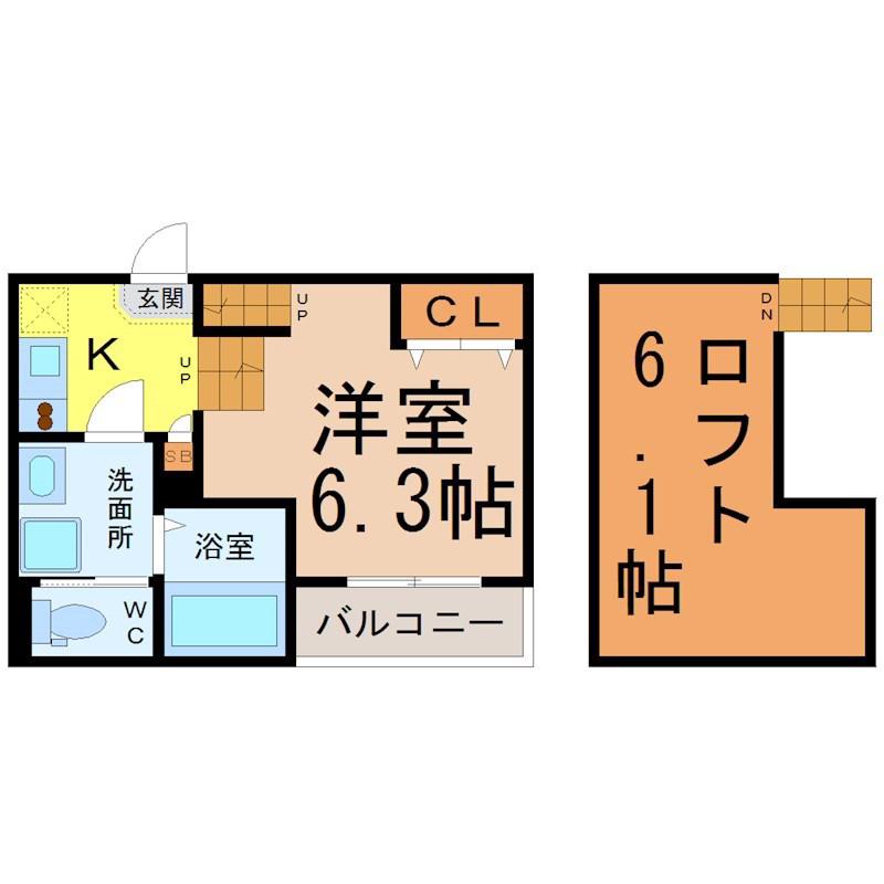 PRIME MAISON S(1K/2階)の間取り写真