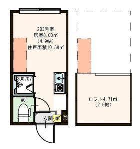 ハーモニーテラス町屋V(ワンルーム/2階)の間取り写真
