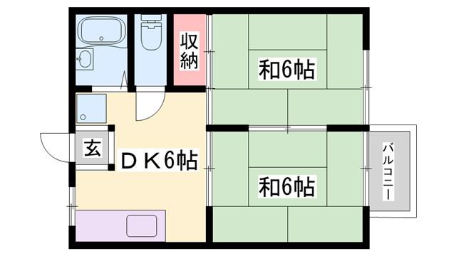 さつきハイツ(2DK/1階)の間取り写真