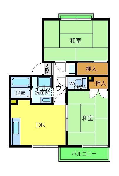コーポいせみち(2K/1階)の間取り写真