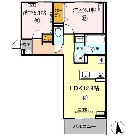 CHOUETTE(2LDK/3階)の間取り写真