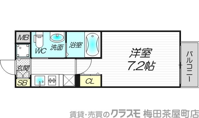 グランルージュ中之島南(1K/5階)の間取り写真