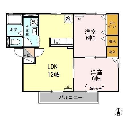 エスペラール(2LDK/2階)の間取り写真