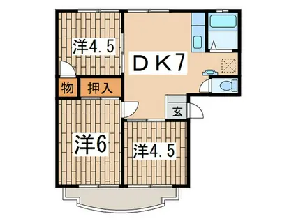ロイヤルマンションカサハラA棟(3DK/1階)の間取り写真