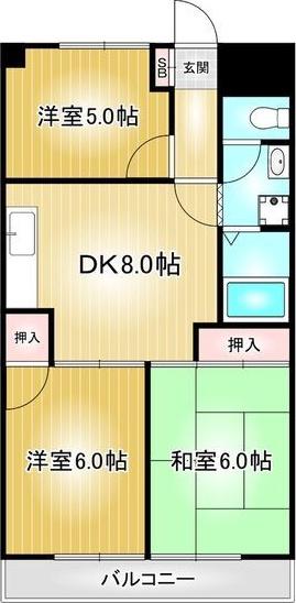 森ハイツ(3DK/3階)の間取り写真