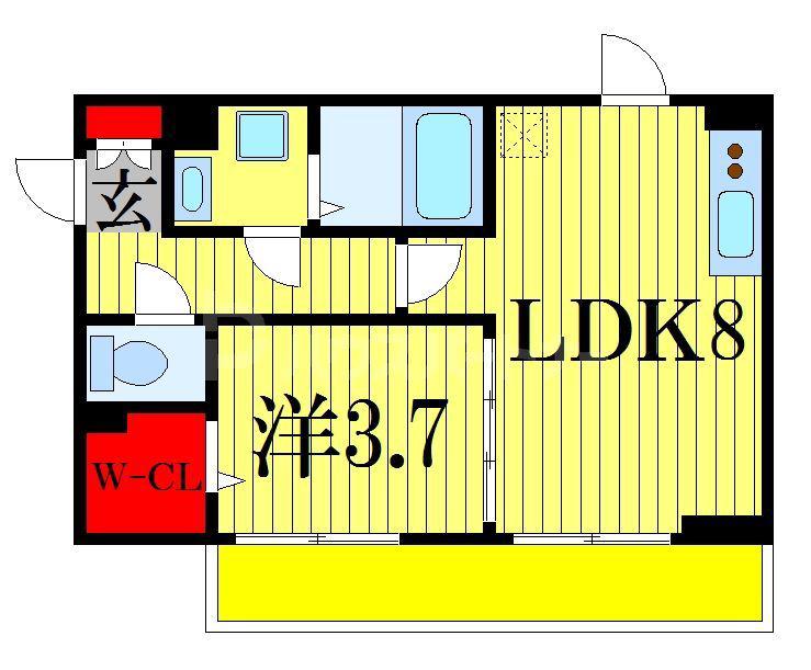 グランディオ西船(1LDK/1階)の間取り写真