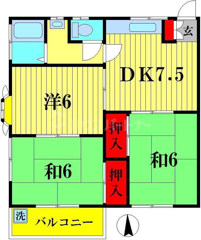 第2コーポアイ(3DK/1階)の間取り写真