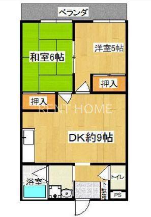 サンロゼヤマモト(2DK/3階)の間取り写真