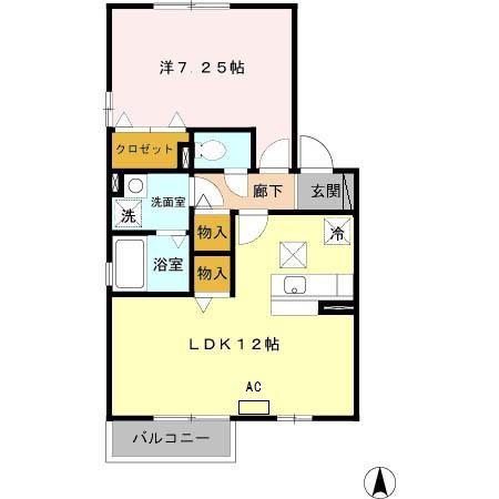 ティエラ(1LDK/1階)の間取り写真