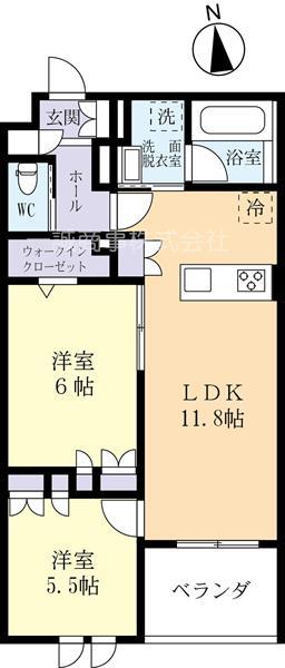 フォーシーズンズひたち野(2LDK/3階)の間取り写真