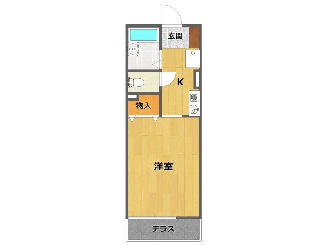 MKハイム(ワンルーム/2階)の間取り写真