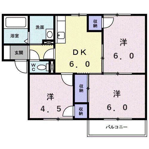グリーンハイツB(3DK/1階)の間取り写真