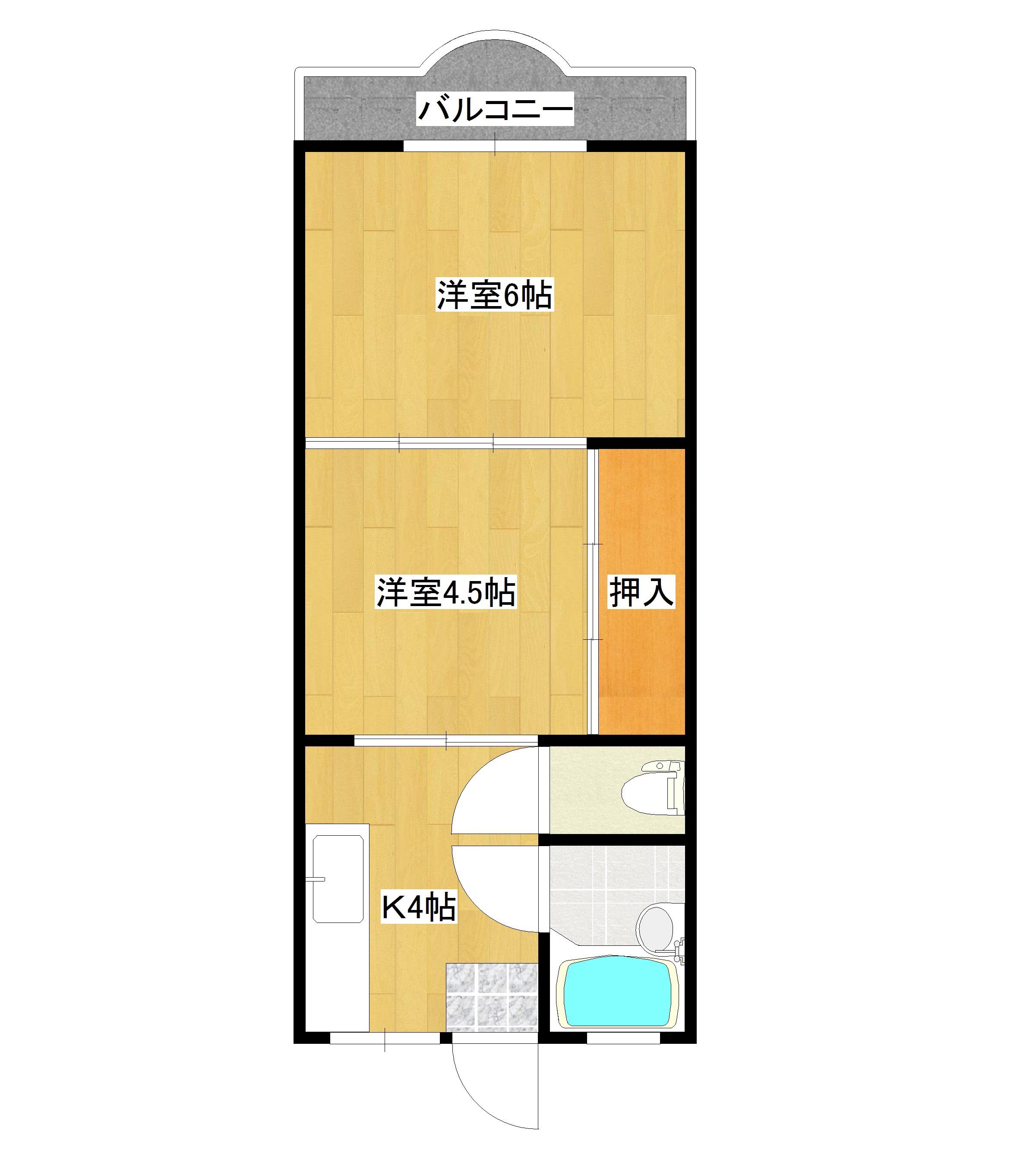 冨迫アパート(2K/2階)の間取り写真