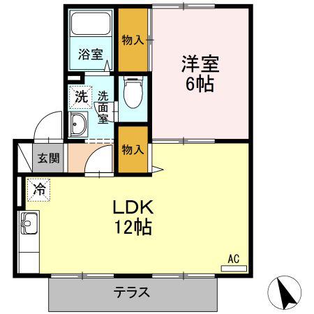 ツインタウンY(1LDK/1階)の間取り写真