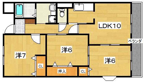 パークウィンド(3LDK/2階)の間取り写真