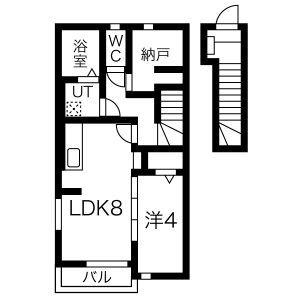 PINO E棟(1LDK/2階)の間取り写真