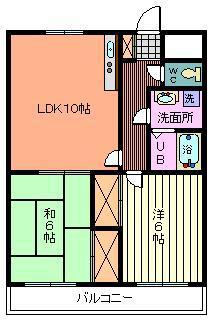 ラフォーレ中浦和II(2LDK/2階)の間取り写真