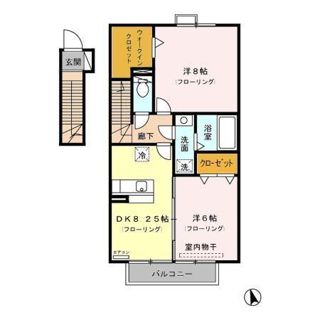 ローズコートSATO(2DK/2階)の間取り写真