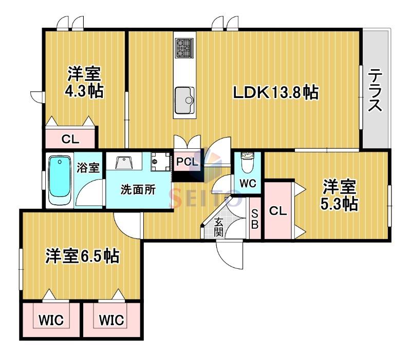 へーベルメゾンフォレスト岡上の町(3LDK/1階)の間取り写真