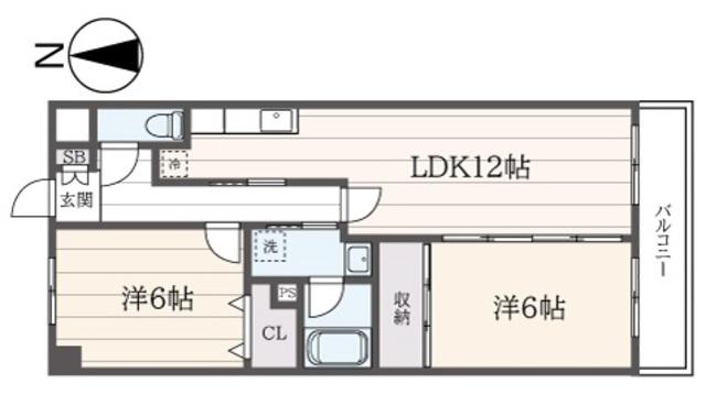 コリエンテ綱島(2LDK/5階)の間取り写真