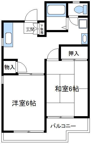 ハウスブリッジ(2DK/3階)の間取り写真