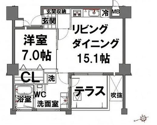 沖縄県那覇市 11階建 築13年(1LDK/5階)の間取り写真