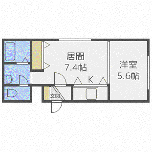 パームヒル南郷I(1LDK/4階)の間取り写真