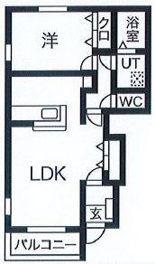グロースハイツ新石切I(1LDK/1階)の間取り写真
