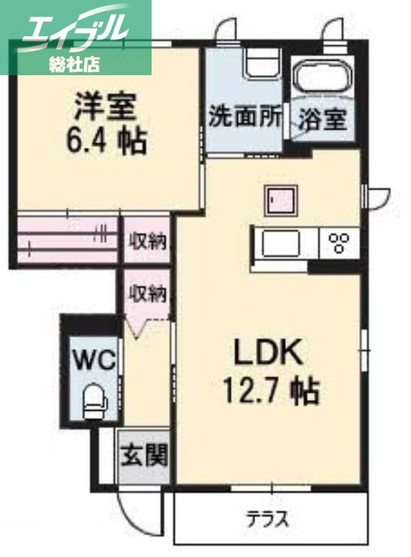 ディオミディア(1LDK/1階)の間取り写真