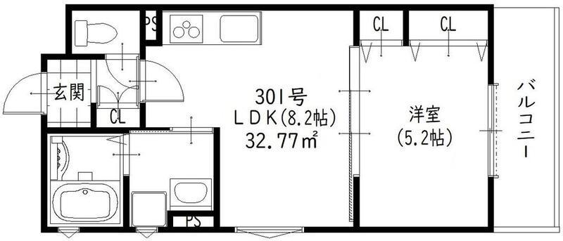 ラモーナ鶴橋(1LDK/3階)の間取り写真