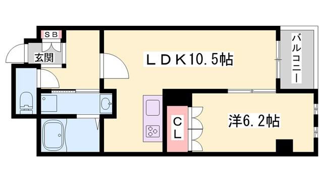 リアライズ呉服町(1LDK/8階)の間取り写真