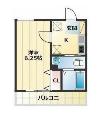 グラン山手(1K/3階)の間取り写真