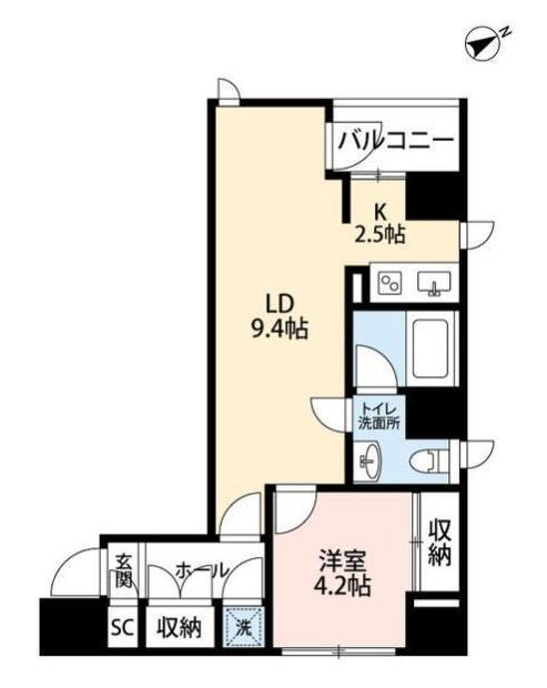 J1619(1LDK/4階)の間取り写真