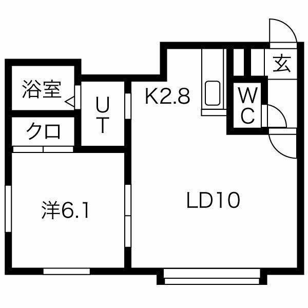 メルヴェイユ中の島(1LDK/1階)の間取り写真