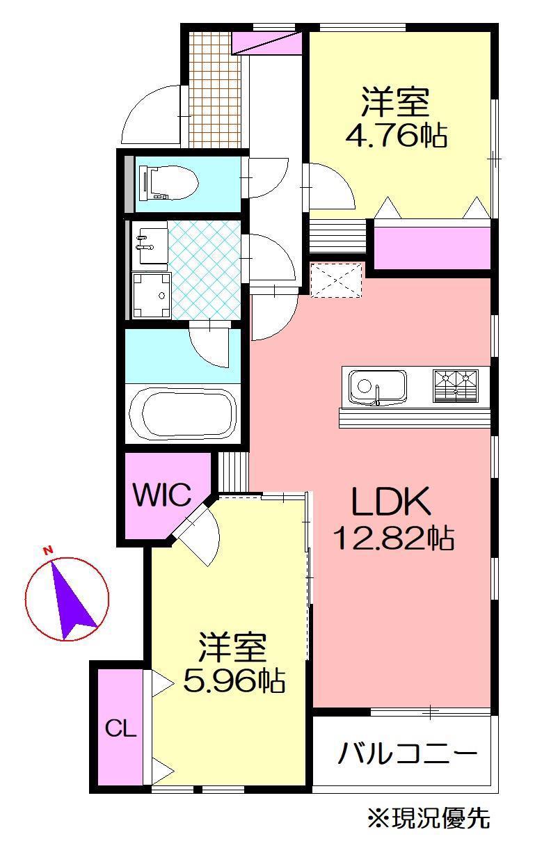 大倉山参番館(2LDK/1階)の間取り写真