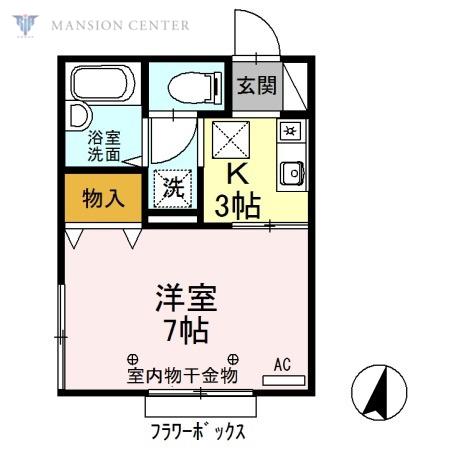 ハミルトン(1K/1階)の間取り写真