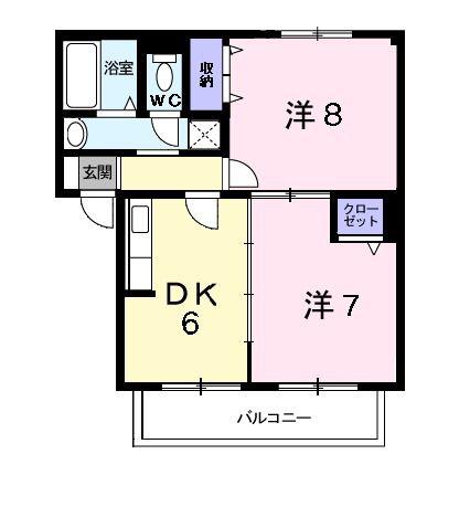 サンガーデン(2DK/2階)の間取り写真
